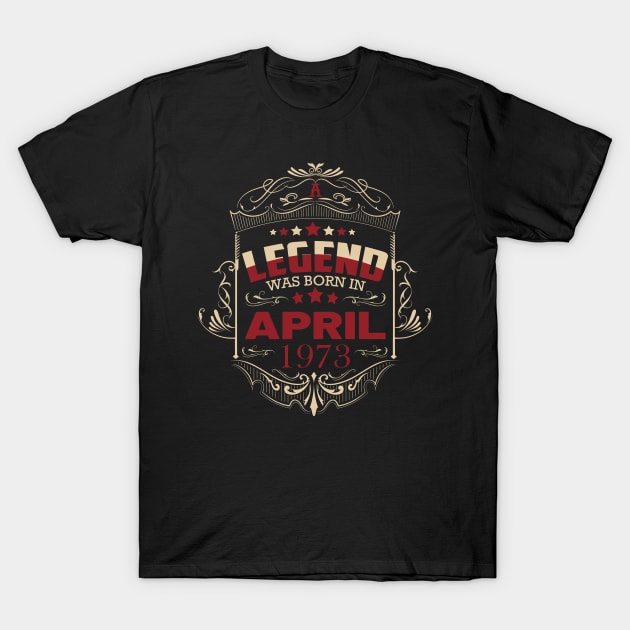 Vintage 73rd birthday design birth month April with ornaments T-Shirt by HBfunshirts